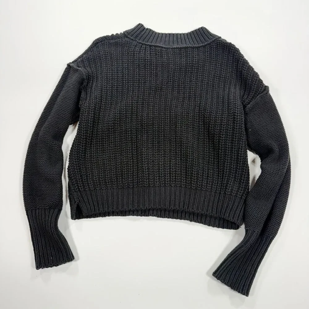Free People Black Cable Knit Women's Sweater Medium